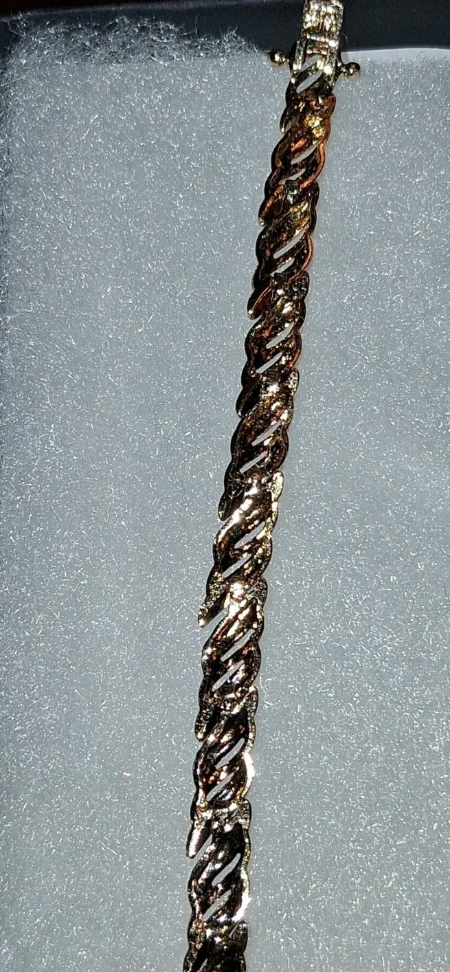 gold plated sterling silver rope chain Bracelet 7.25"