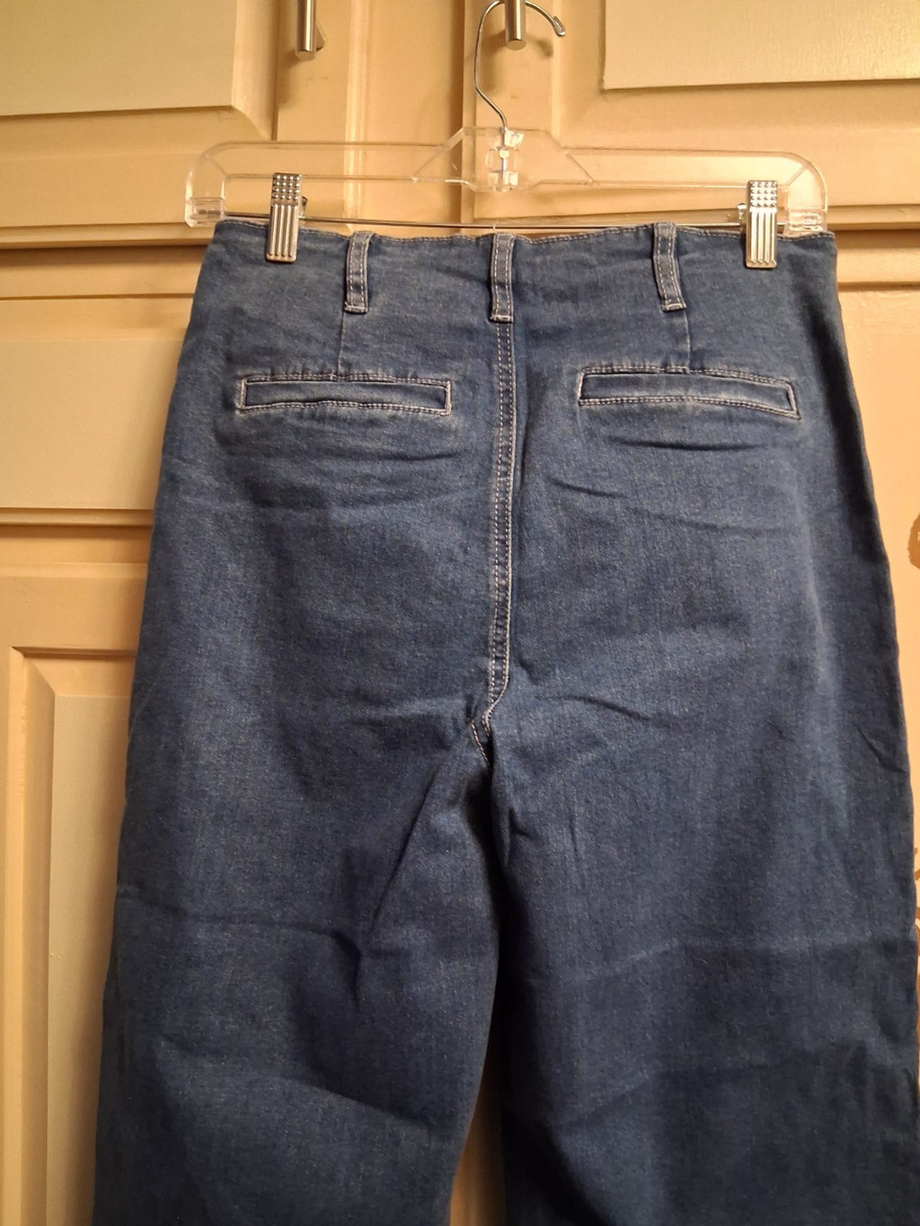 Halara Women's Wide-Leg Jeans Size 6 Blue Denim Button Fly Medium Wash Stretch
