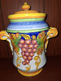 Ovieto Hand-painted Italian ceramic vase with Grape Design