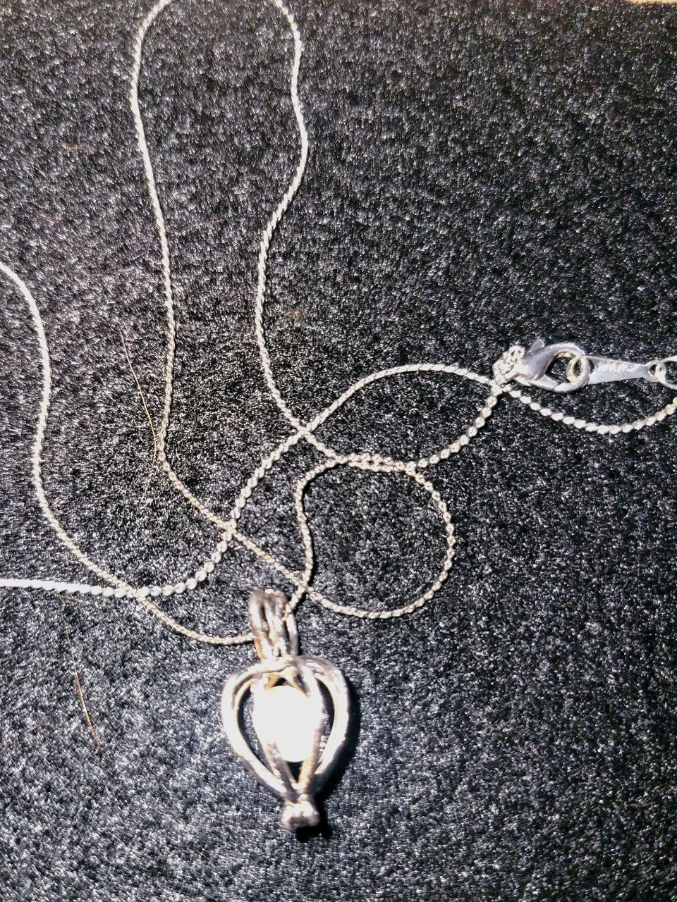 Sterling Silver 925 Necklace with a Caged  Pearl.