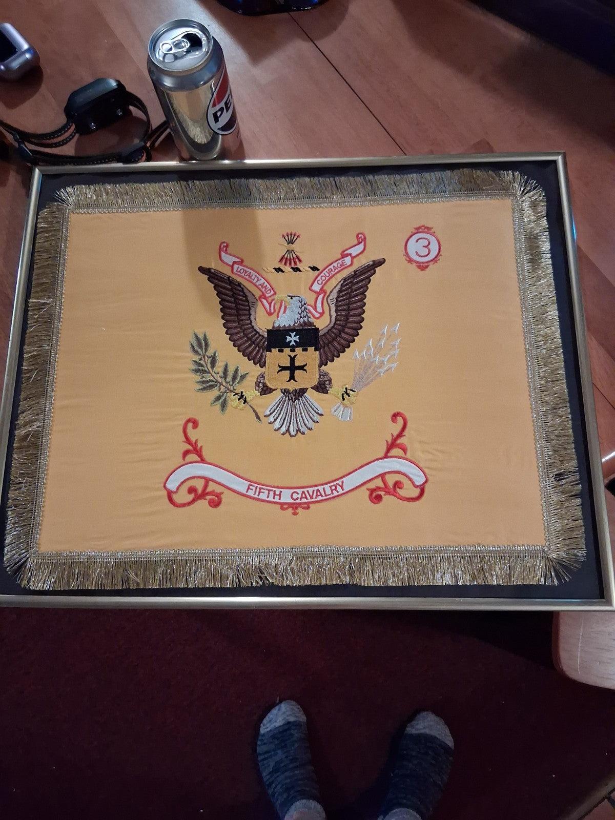 Embroidered silk regimental colors flag of the Fifth Cavalry Regiment, U.S. Army