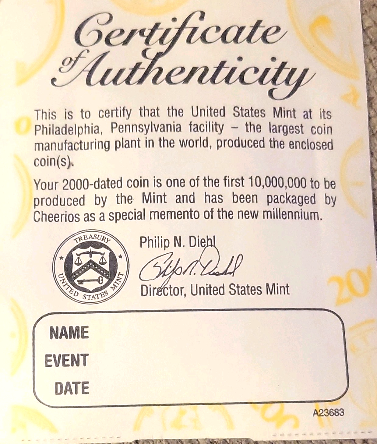 Cheerios 2000 Lincoln Cent