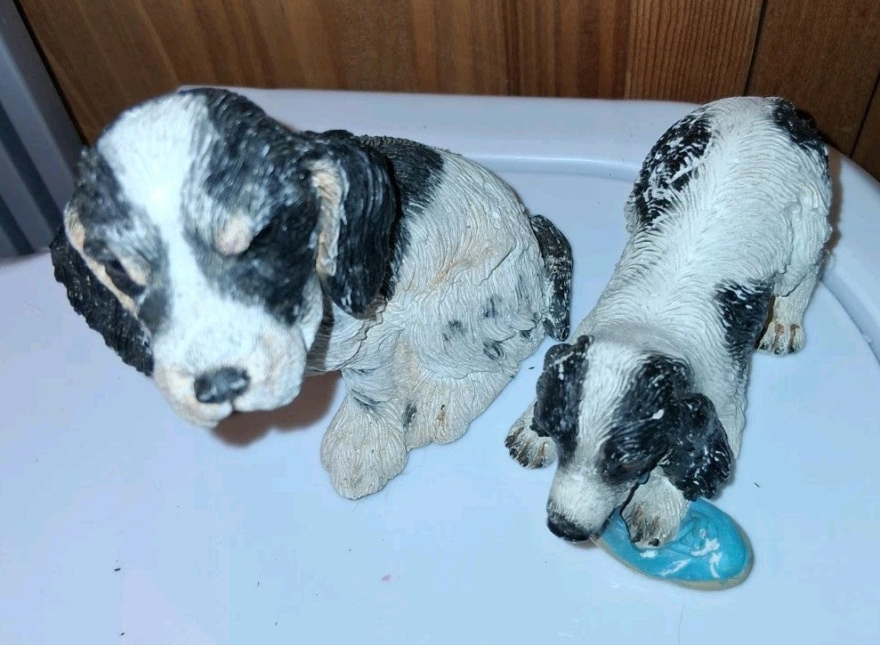 2 Vintage English Springer Spaniel Dog Statue