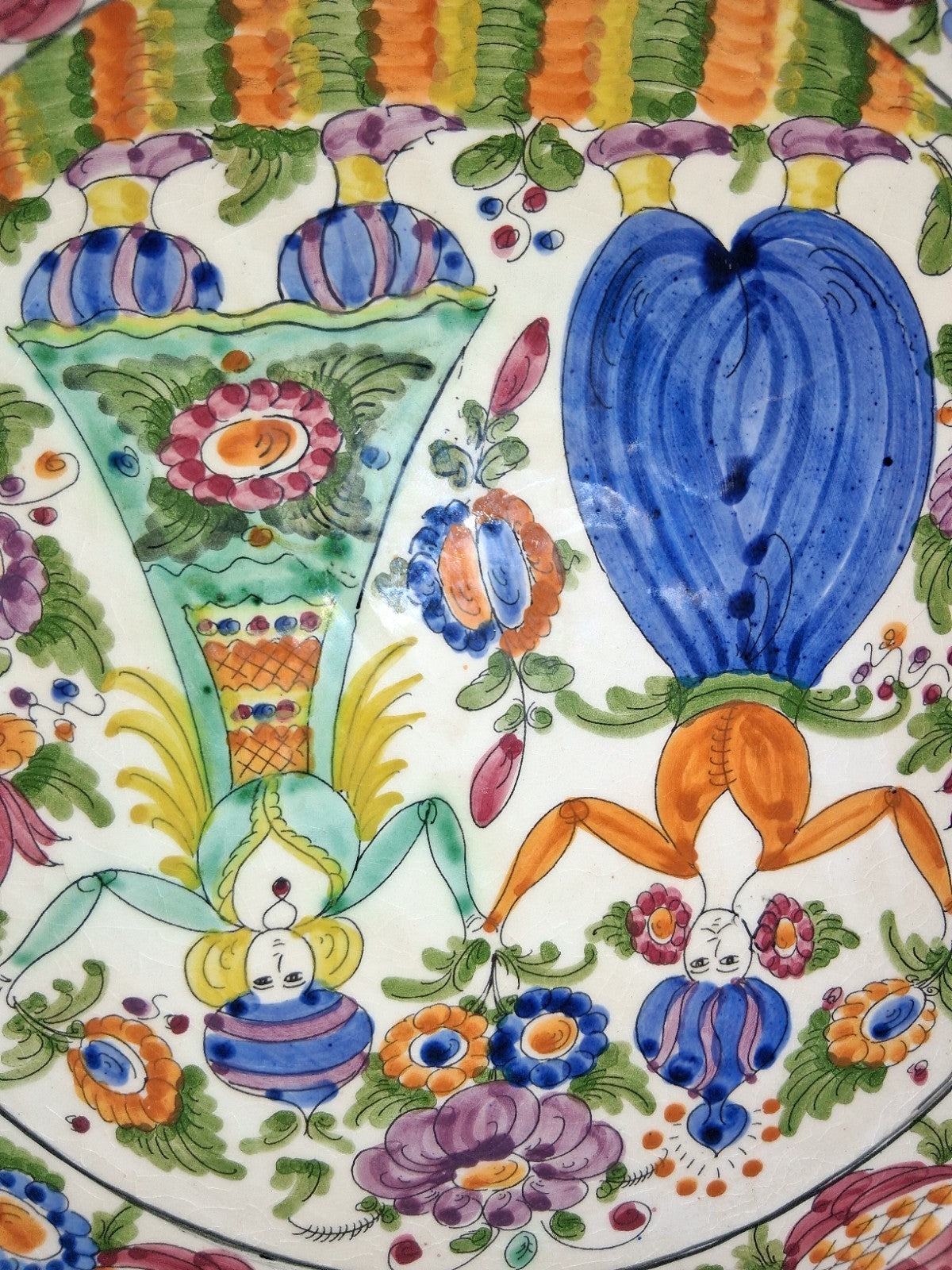 Greek Hand Painted Pottery tray signed by Skyros