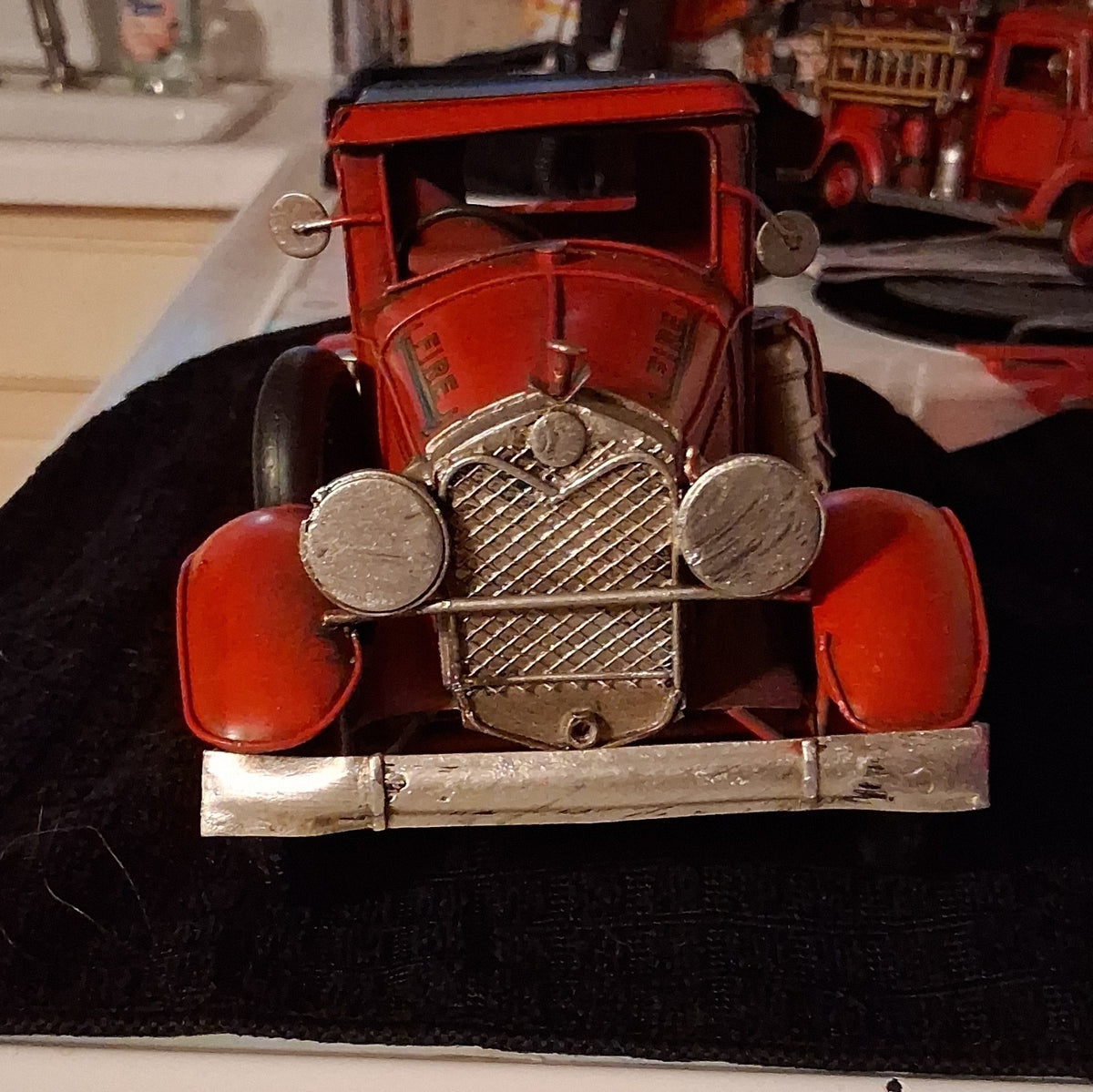 Vintagr Metal model of a 1931 Ford Fire Chief  Truck