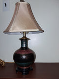 Ceramic table lamp with hand-painted floral decoration in Chinoiserie style
