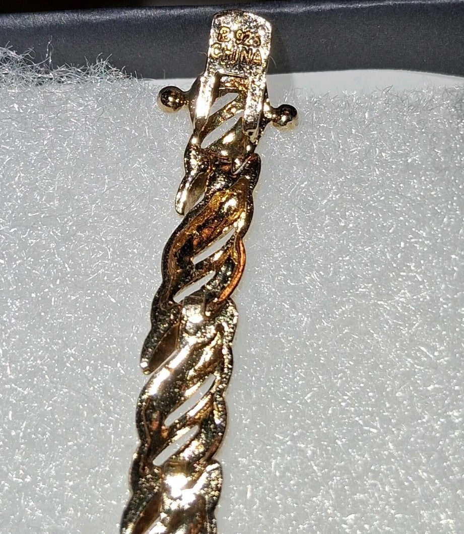 gold plated sterling silver rope chain Bracelet 7.25"