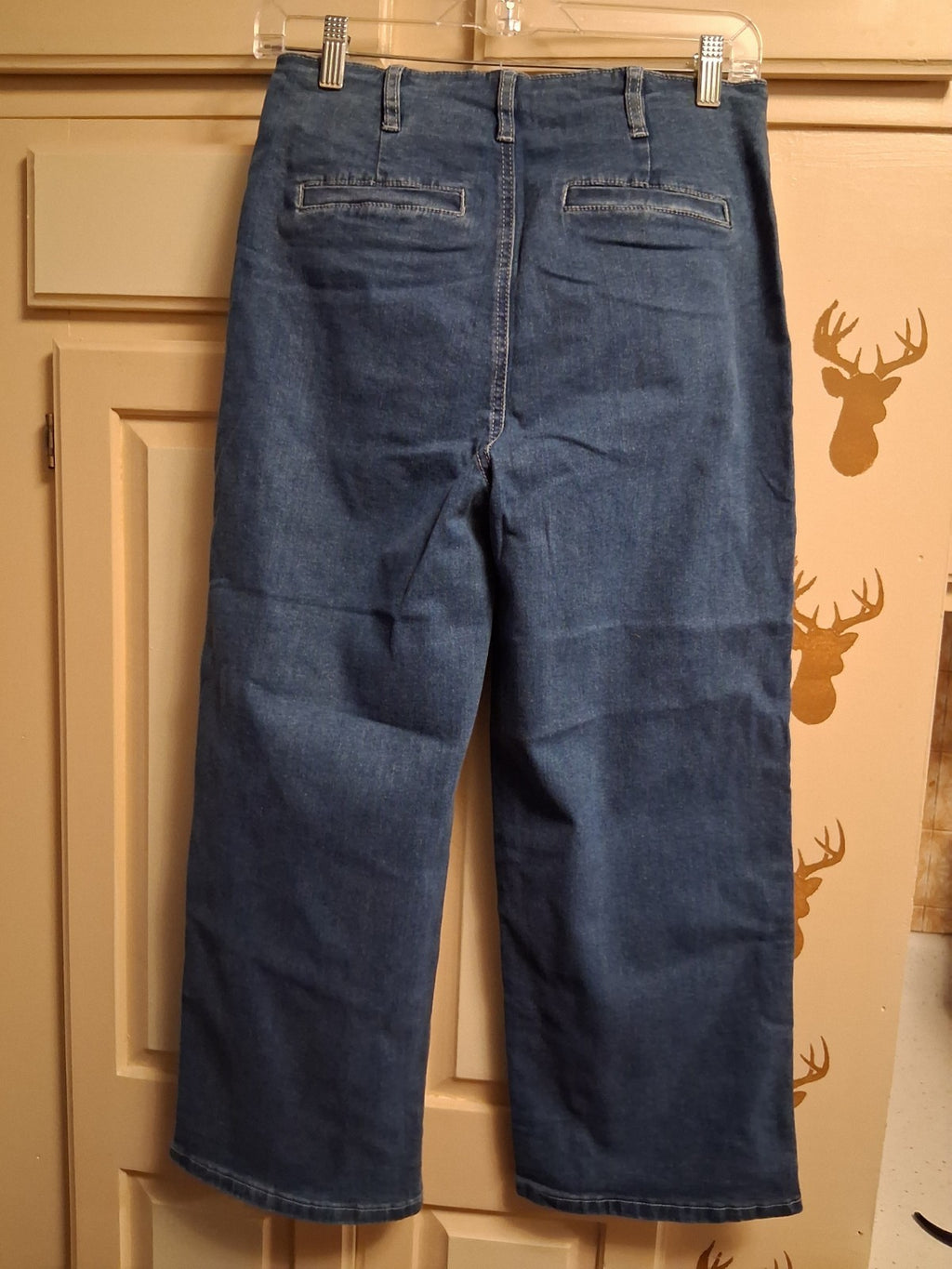 Halara Women's Wide-Leg Jeans Size 6 Blue Denim Button Fly Medium Wash Stretch
