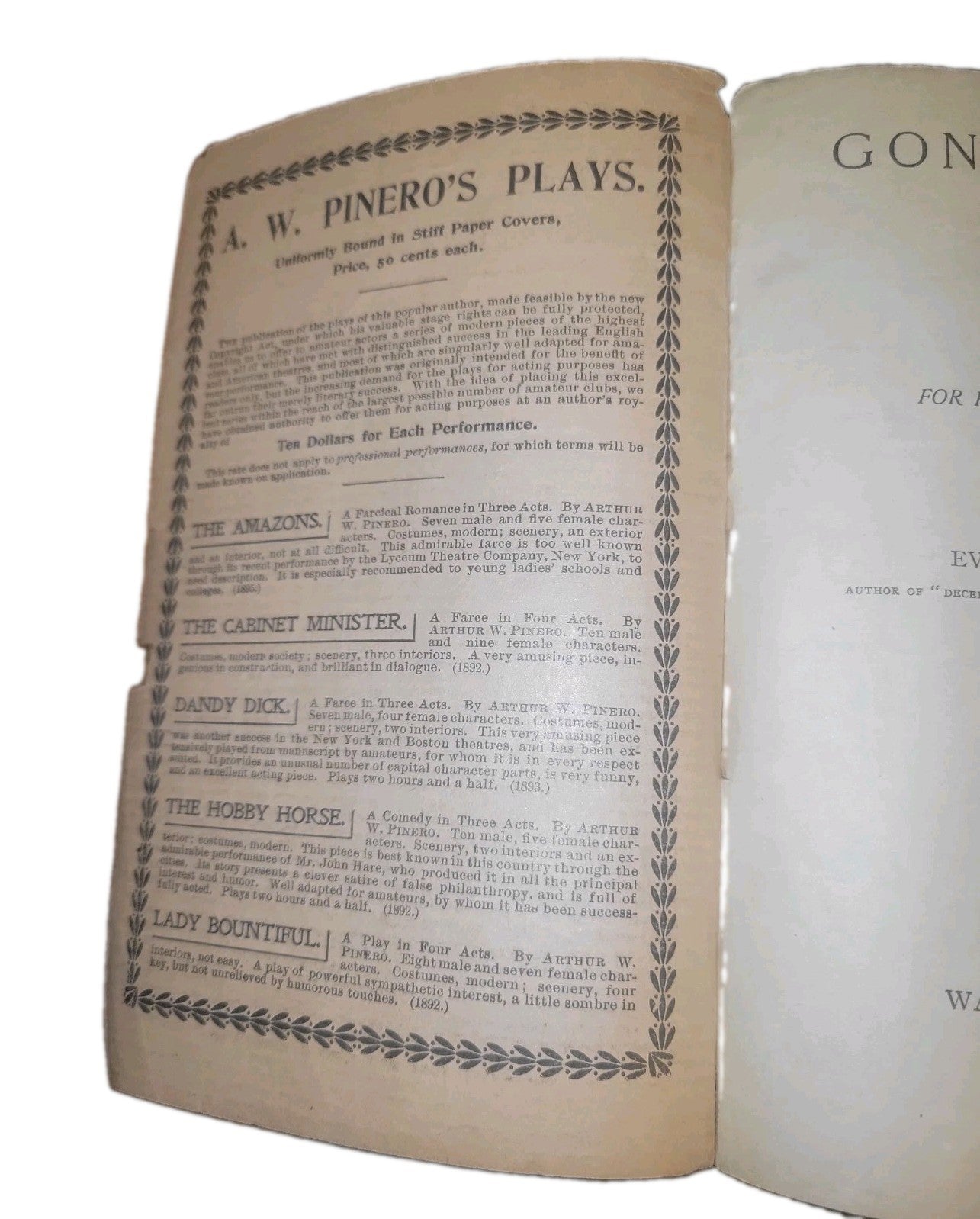 Playbill Boston, Ma 1920