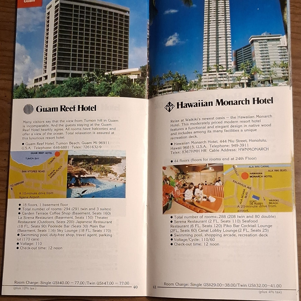 Japan Airlines JAL Hotel System Hotel Guide 1979/80 w/ First Class Tag