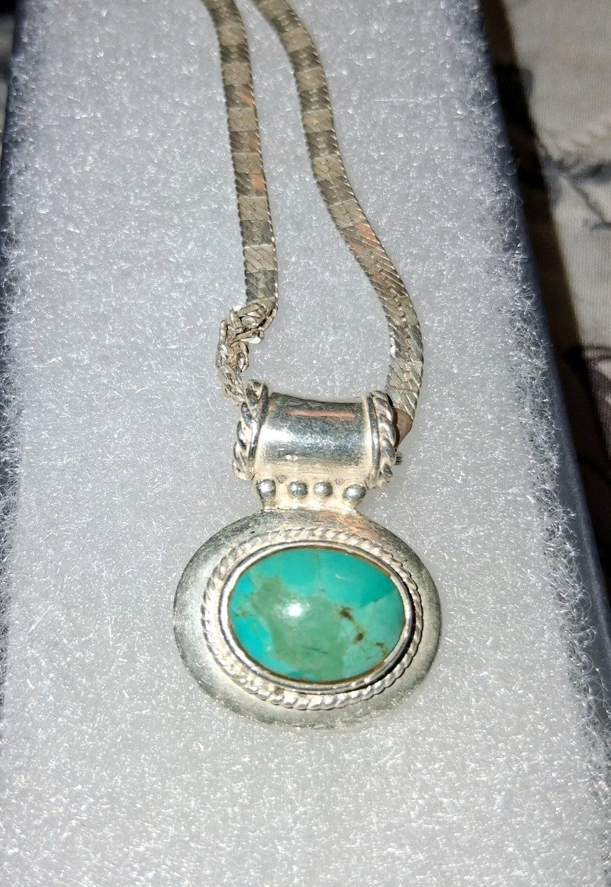Sterling Silver Jade Necklace Free Insured Shipping 