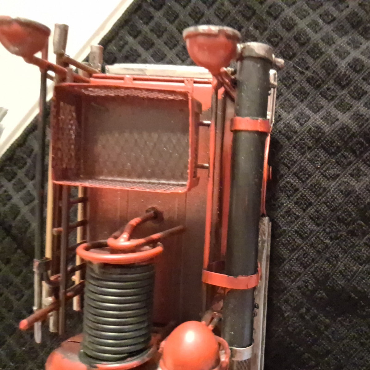 Vintage metal fire truck with handmade antique decot