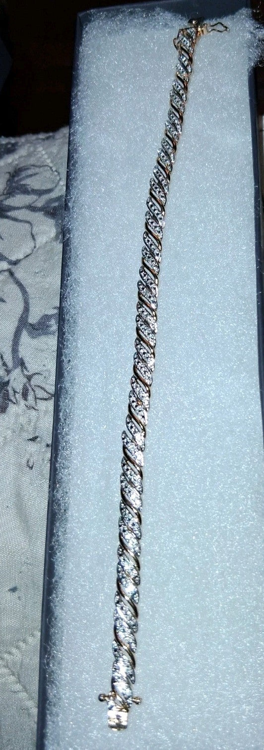 gold plated sterling silver rope chain Bracelet 7.25"