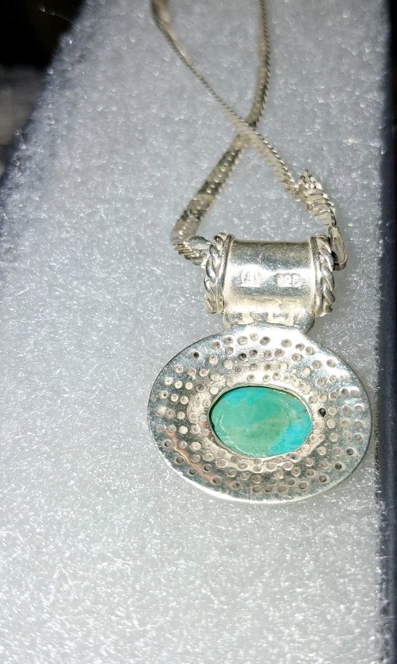 Sterling Silver Jade Necklace Free Insured Shipping 
