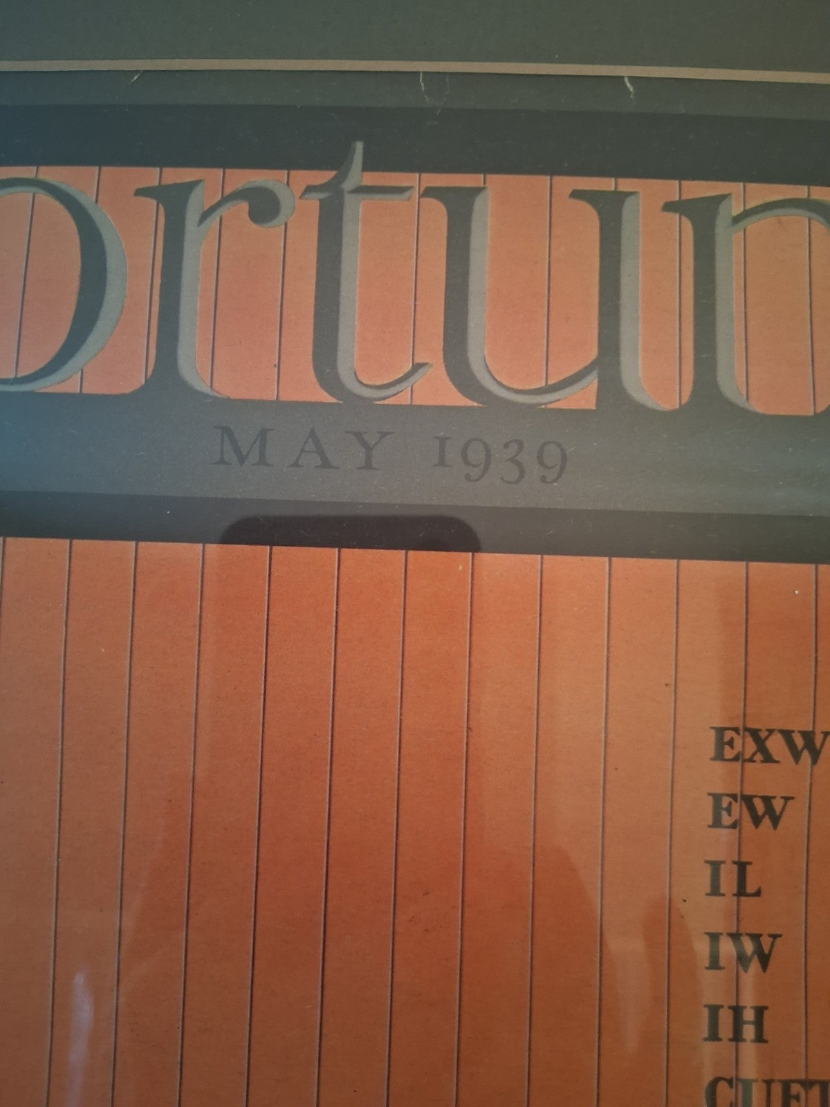 Framed Fortune Magazine cover from May 1939 featuring desert train illustration
