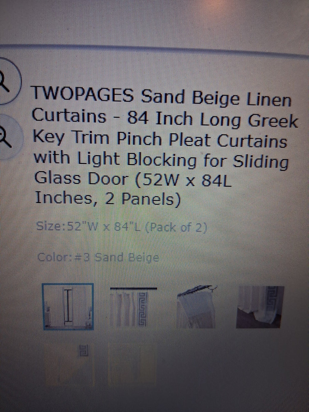 TWOPAGES Linen Greek Key Trim Pinch Pleat Curtain Panels 52x84 Light Block 1 set