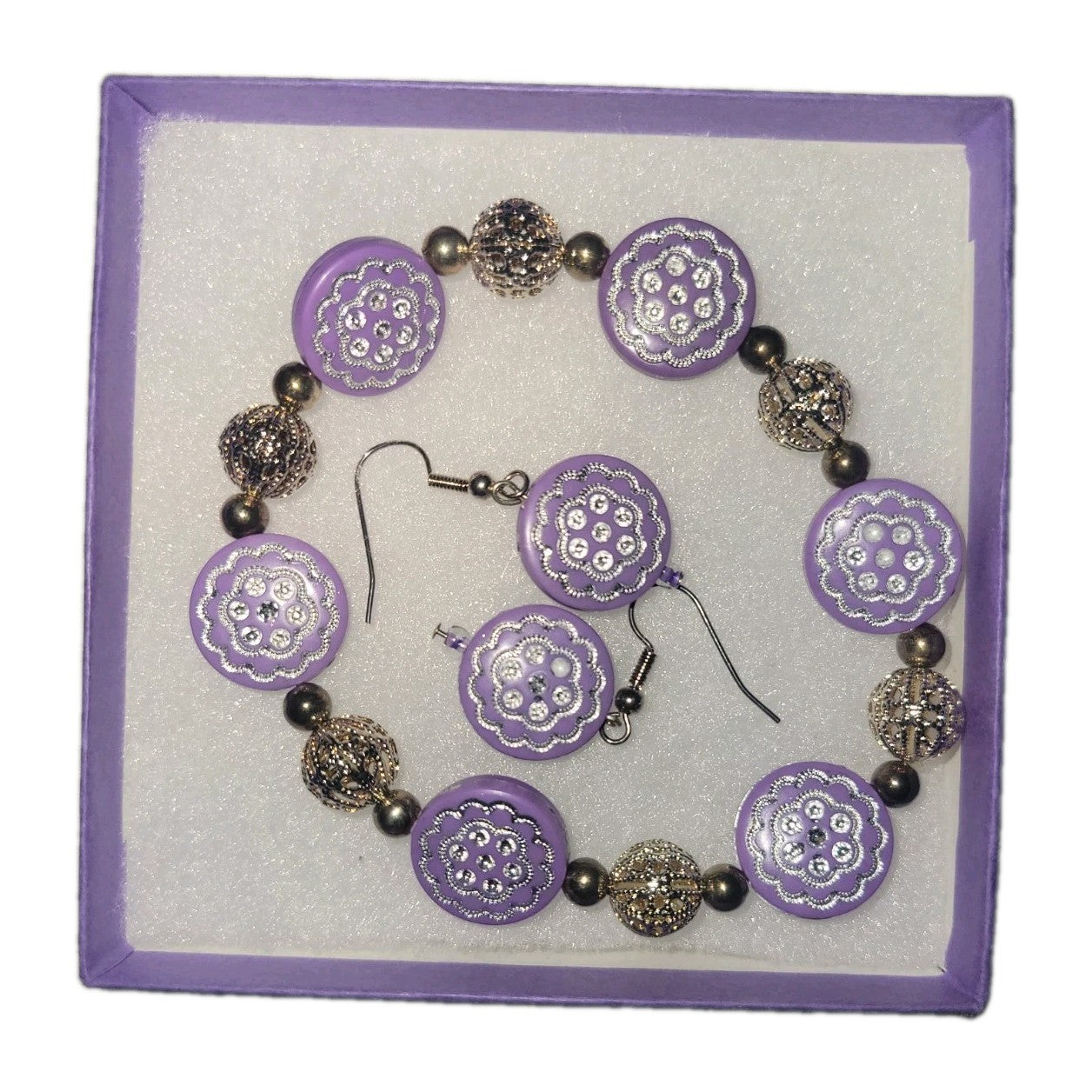 Purple Bracelet & Earrings