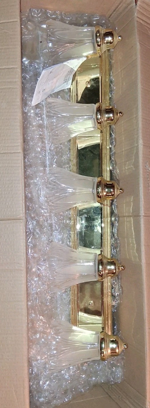 Quoizel TY8605BN 5-Light Brass Bathroom Vanity Light w/ Glass Shades
