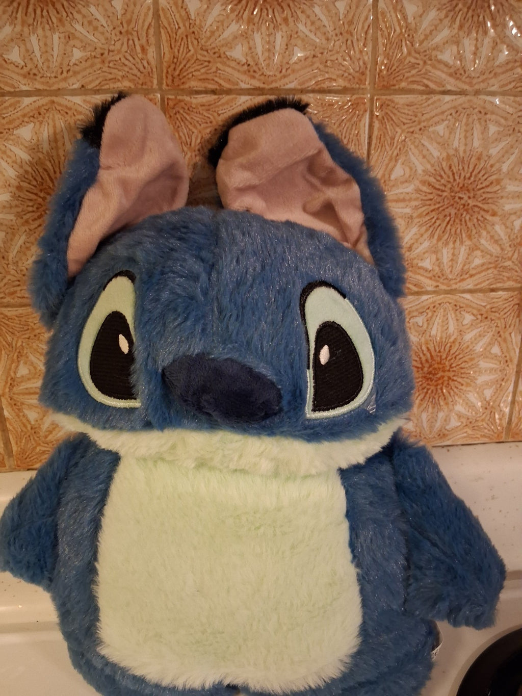 Blue Animal Hot Water Bottle & Faux Fur Cover Set, Plastic Bottle, Screw Lid