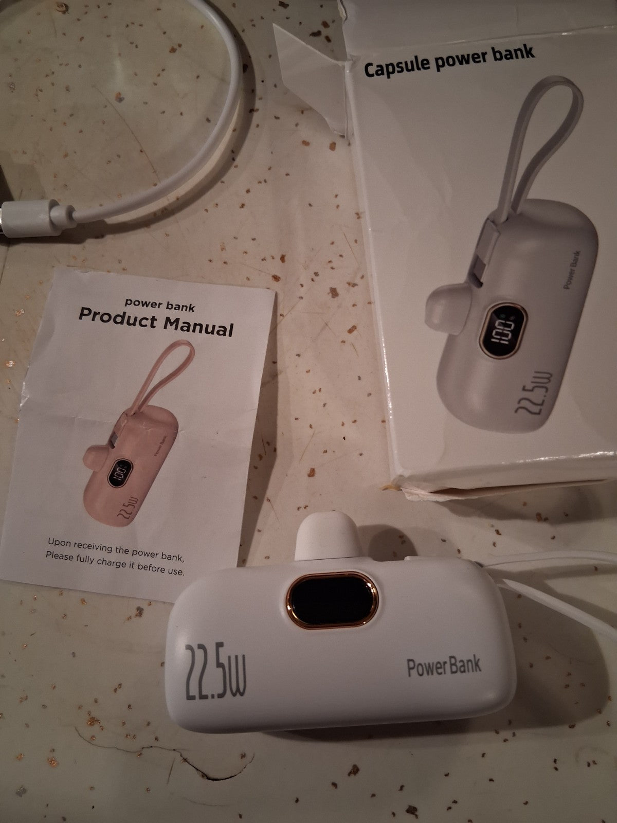 HT-DX268 Capsule 22.5W Fast Charge Power Bank LED Display USB-C White