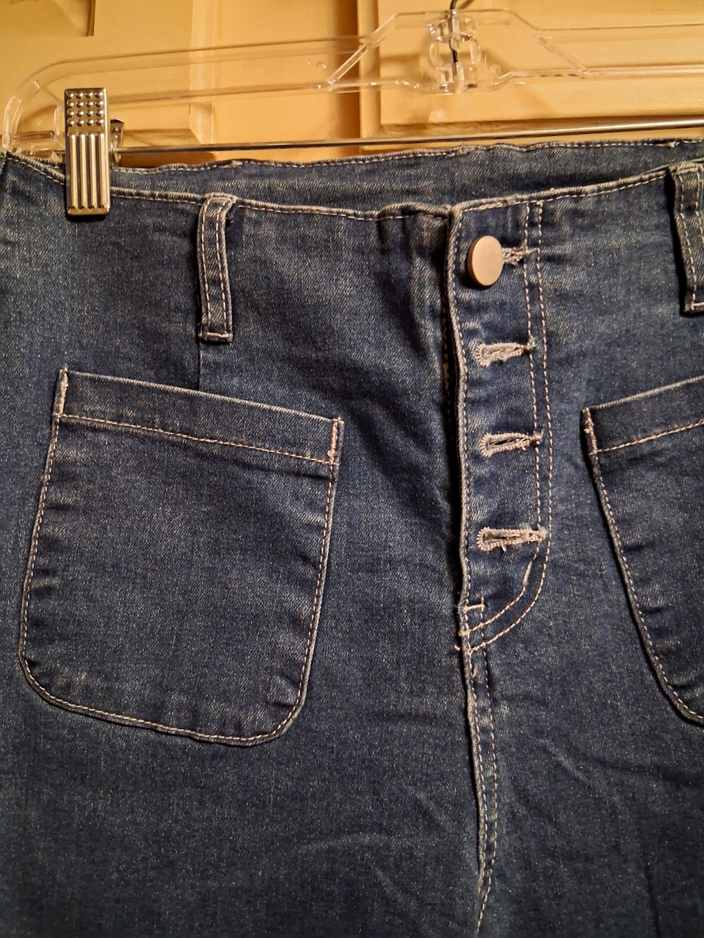 Halara Women's Wide-Leg Jeans Size 6 Blue Denim Button Fly Medium Wash Stretch