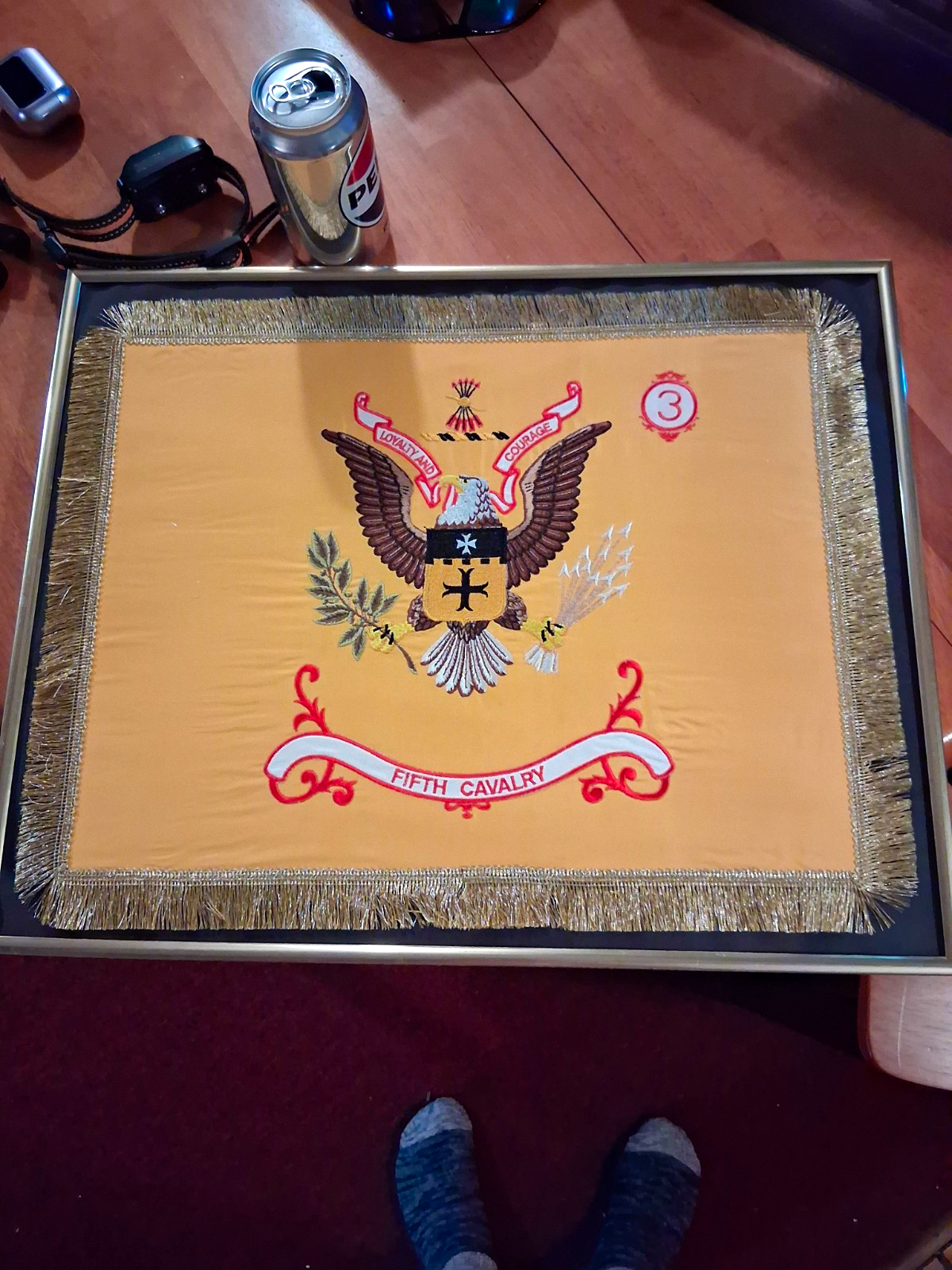Embroidered silk regimental colors flag of the Fifth Cavalry Regiment, U.S. Army